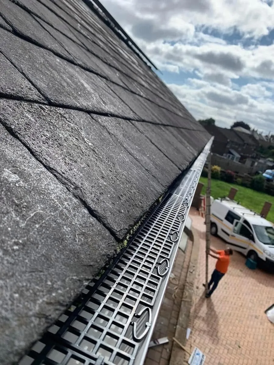 Gutter guard fitted on a slate roof in Launceston